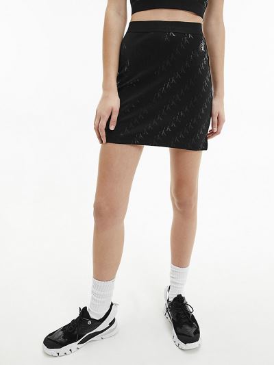 Calvin Klein Ruhák HU383899 | Calvin Klein Milano Jersey Printed Női Mini Szoknya Fekete
